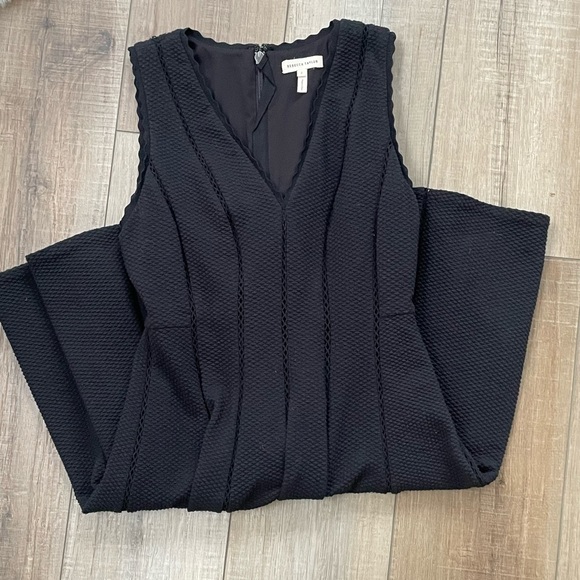 Rebecca Taylor Black Sleeveless Dress size 2 LBD Textured Knit Embroidered - Picture 7 of 14